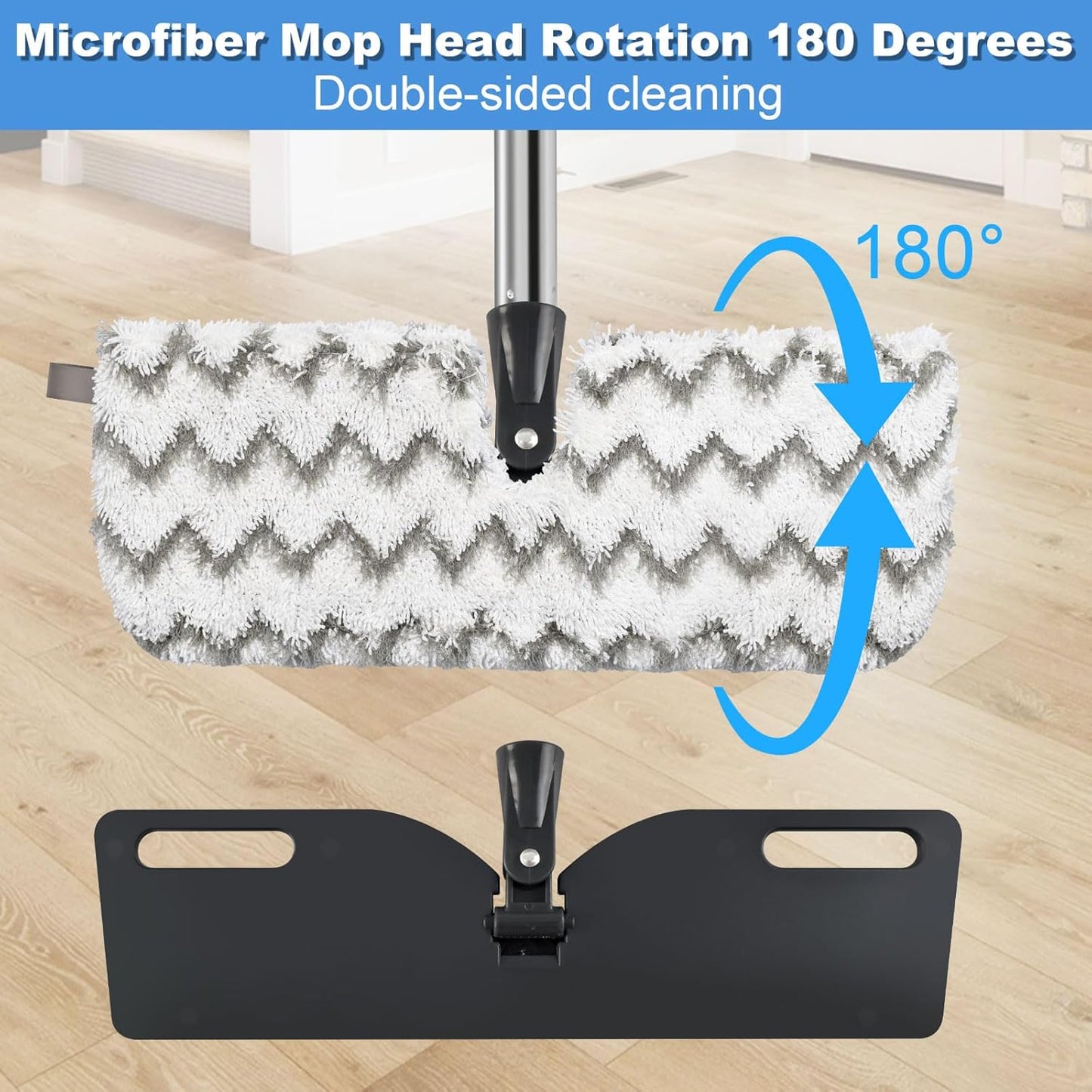 Microfiber Dust Mop Set for Floor Cleaning, Flat Mop for Wet & Dry to Clean Washable Flip Mops Pad for Ocedar Hardwood Floor 'N More 3-Action Mop, Adjustable 58" Mops Handle & 2 Reusable Refill & Base
