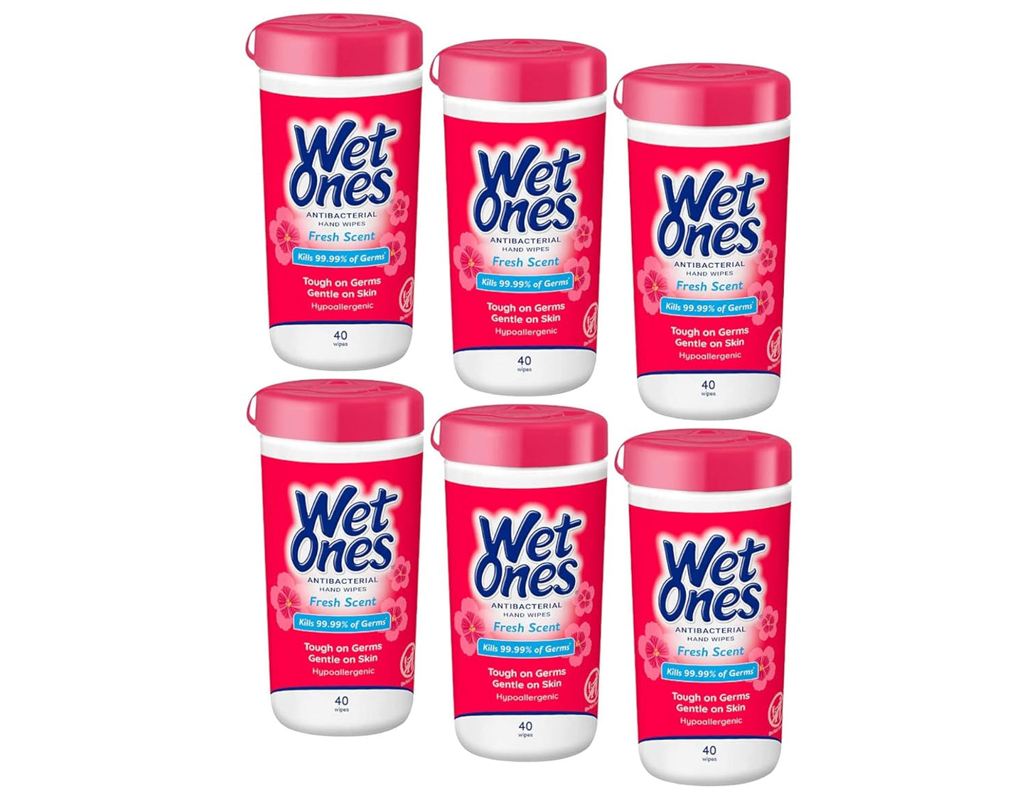 Wet Ones Antibacterial Hand Wipes, Tropical Splash Wipes, Antibacterial Wipes, Hand Sanitizer Wipes, Wet Ones Wipes, 40ct Canister (6 pack)