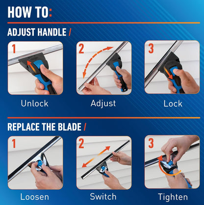 Unger 18-inch Professional Grip Swivel Squeegee – Professional Grade Window Squeegee for the Home, Large Squeegee for Glass Window Cleaning