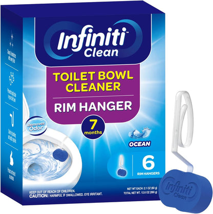 Toilet Bowl Cleaner Rim Hanger, 6 Count Automatic Bowl Toilet Cleaner, Cleans and Freshens Toilet Bowl, 7 Month (Ocean)