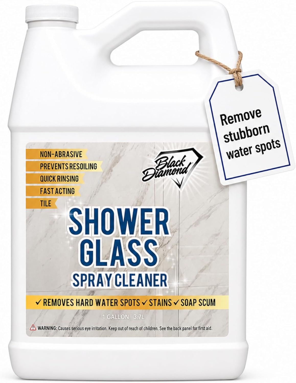 Black Diamond Stoneworks Shower Glass Cleaner – Professional Strength Shower Door & Tile Spray - Removes Hard Water Stains, Soap Scum & Water Spots, Non-Abrasive, Prevents Resoiling (32oz)