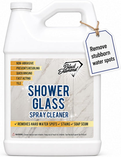 Black Diamond Stoneworks Shower Glass Cleaner – Professional Strength Shower Door & Tile Spray - Removes Hard Water Stains, Soap Scum & Water Spots, Non-Abrasive, Prevents Resoiling (32oz)