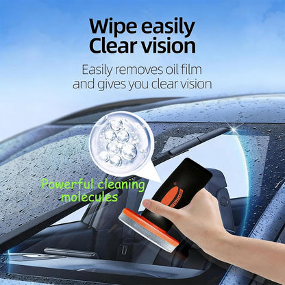 Glass Guard, Glass Oil Film Remover for Car, Grease Film Remover Paste,Roll-On Glass Compound with Cleaning Board, Removes Oil Film & Smudges, Improve Windshield Clarity for Safe Driving (100ml+Brush)