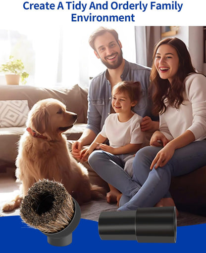 For Shark Vacuum Attachments, Round Horse Hair Vacuum Brush Attachment For Shark Vacuum Brush Attachment With 1-1/4” To 1-3/8” Adapter, For Dusting Car Seats & Upholstery, 3 Pack