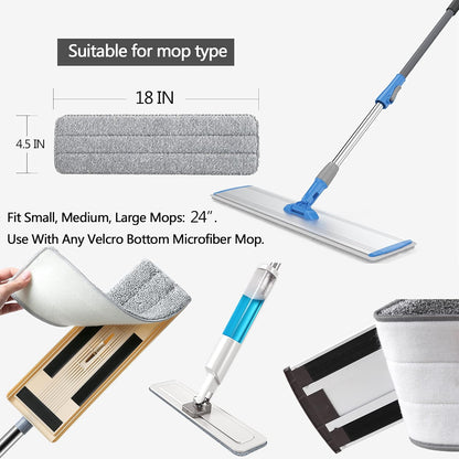 Microfiber Mop 18 in Large Flat Mops for Floor Cleaning with 4 Premium Pads Hardwood for Cleaning Wet Mop