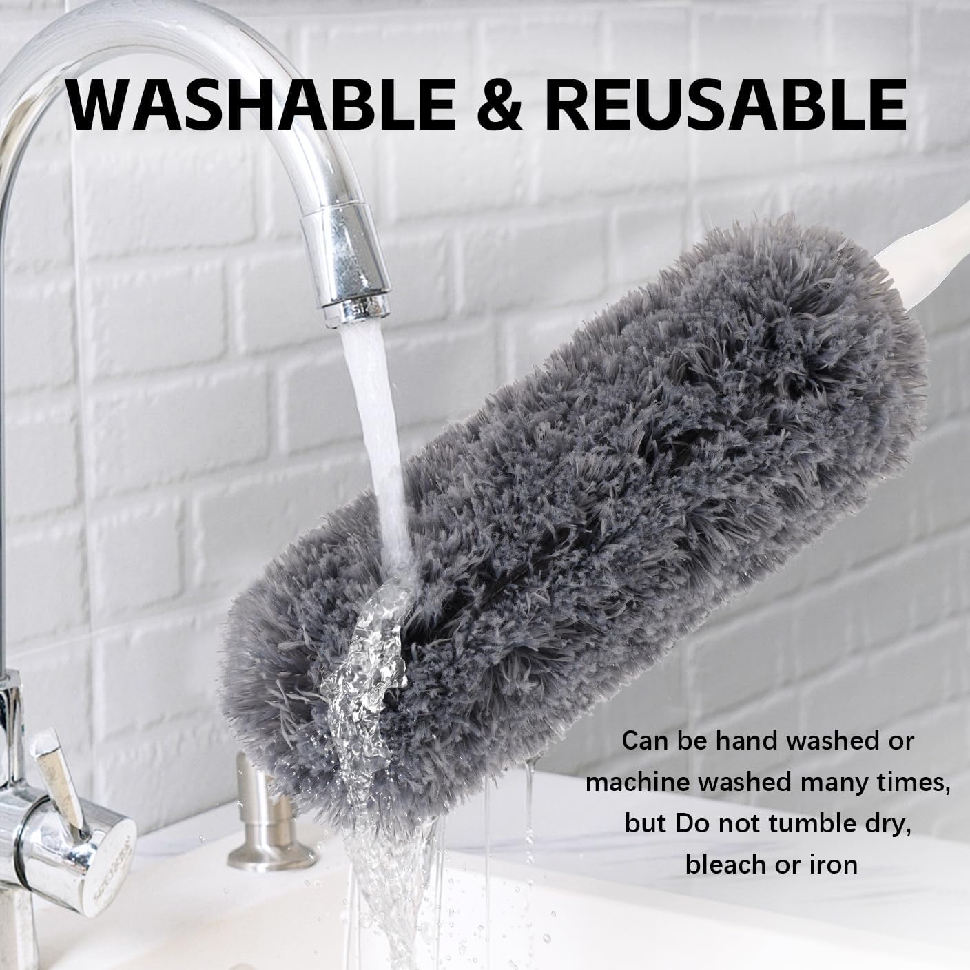 Reusable Microfiber Duster Refills Compatible with OXO & MR.SIGA Duster - Washable Duster for Household Cleaning Dusting Furniture Blind Ceiling Fan - 3Pack Grey(Handle NOT Included