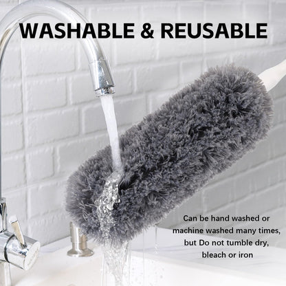 Reusable Microfiber Duster Refills Compatible with OXO & MR.SIGA Duster - Washable Duster for Household Cleaning Dusting Furniture Blind Ceiling Fan - 3Pack Grey(Handle NOT Included