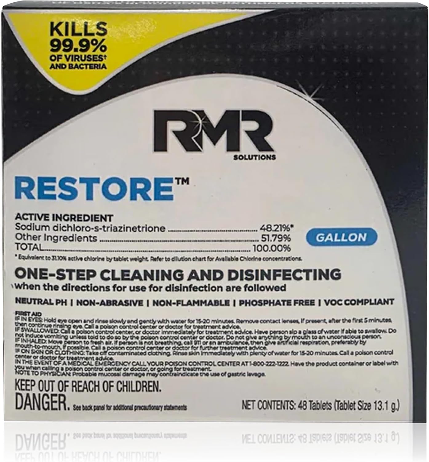 RMR Solutions RESTORE Disinfectant & Cleaner Concentrate, EPA Registered Mold Remover & Antibacterial Cleaning Solution for Kitchen, Bathroom, Floor, Home, Pet Areas, Counter, 3.34g, Makes 16 Quarts