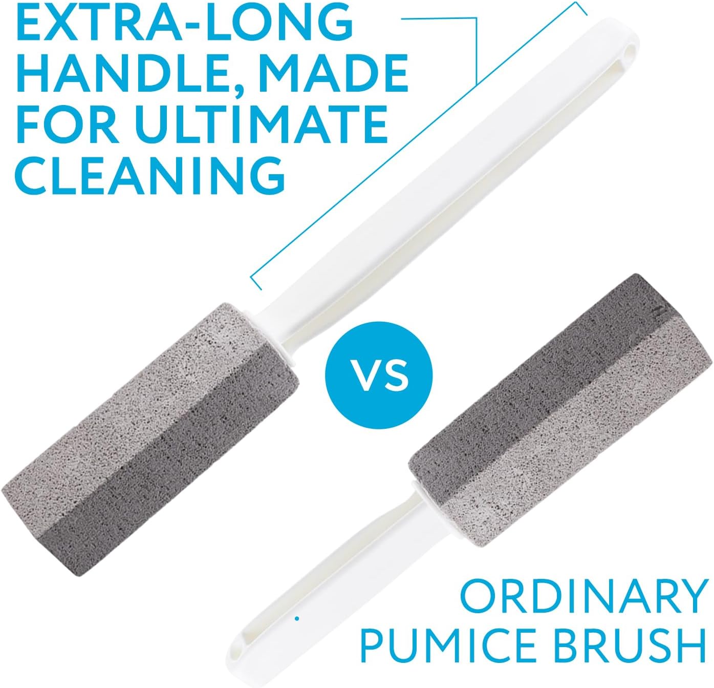 IMPRESA Pumice Stone Toilet Cleaner with Handle - 2 Count, White Hard Water Stain Remover & Toilet Bowl Cleaner - Versatile Pool Tile & Grout Cleaning Tool