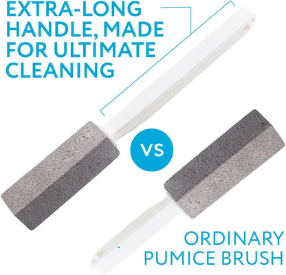 IMPRESA Pumice Stone Toilet Cleaner with Handle - 2 Count, White Hard Water Stain Remover & Toilet Bowl Cleaner - Versatile Pool Tile & Grout Cleaning Tool