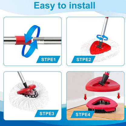 O-Cedar Spin Mop Head, Base Replacement for EasyWring 1 Tank System, 6 Microfiber Mop Refills, 1 Base and 1 Scrub Brush Set Combo, White