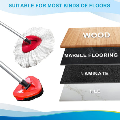 O-Cedar Spin Mop Head, Base Replacement for EasyWring 1 Tank System, 6 Microfiber Mop Refills, 1 Base and 1 Scrub Brush Set Combo, White