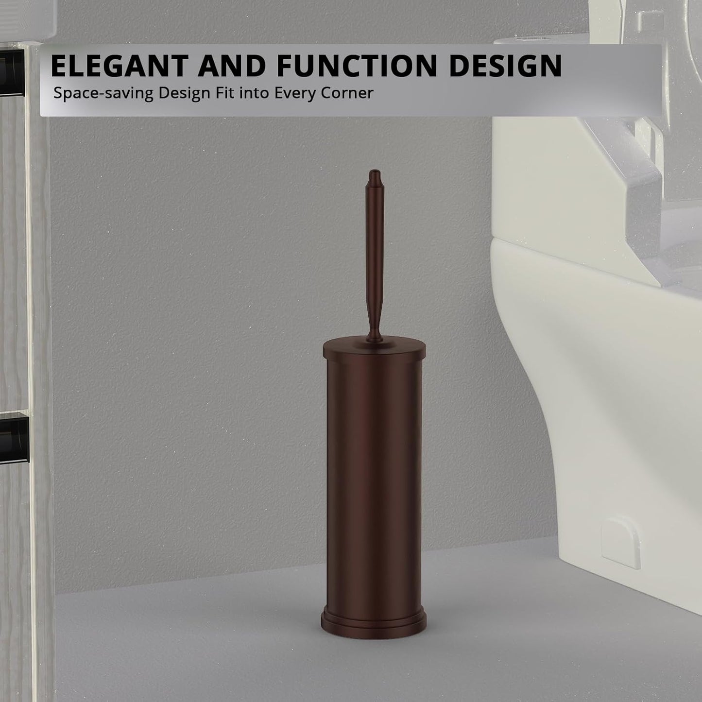 Premium 304 Stainless Steel Toilet Brush and Holder: Weighted Stable Base, Removable Inner Tube, Splash-Proof Design for 360° Thorough Cleaning & Space-Saving Storage,Nickel