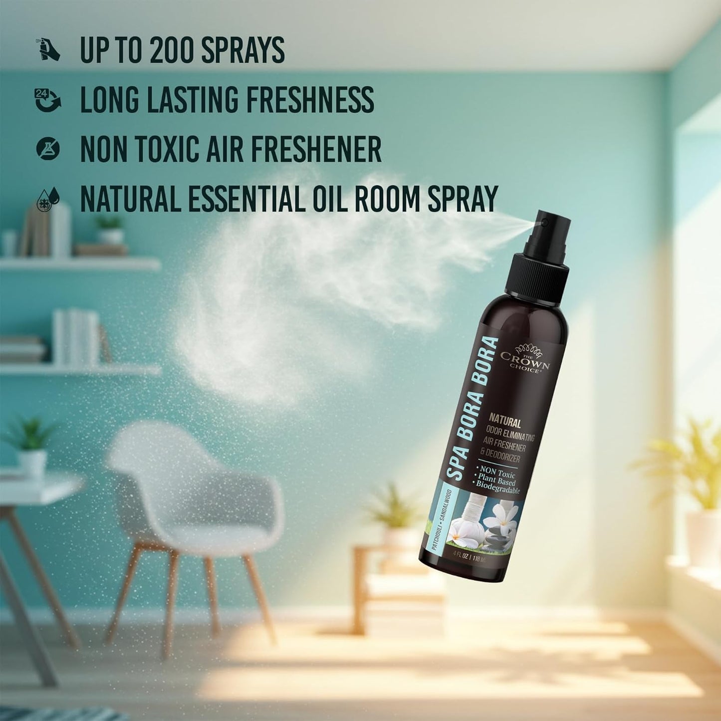 Non-Toxic Odor Eliminator,Natural Cedar Air Freshener Spray for Clothes Storage & Moth Repellent,Closet & Couch Deodorizer,Long Lasting Bathroom & Toilet Freshener, Safe for Kids & Pets-4 oz Pack of 1