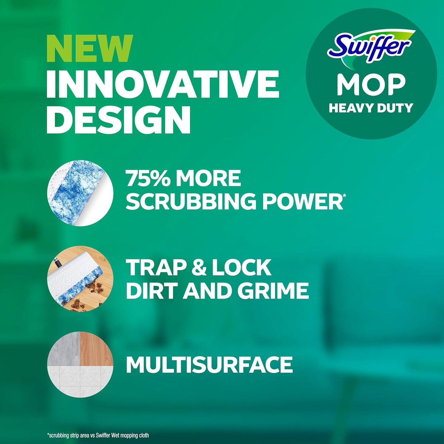 Swiffer Heavy Duty Mop Wet Multi-Surface Cloth Refills for Floor Mopping and Cleaning, Pet with Febreze Odor Defense, 32 count