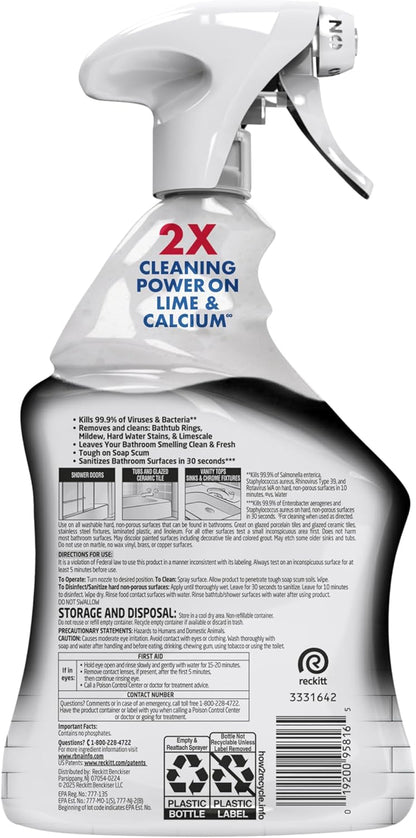 Lysol Power Foaming Bathroom Cleaner, Multipurpose Cleaner for Showers, Bathtubs, Sinks, Disinfectant Spray Kills 99.9% of Germs, Zero Bleach Cleaning Spray, 32 Oz.