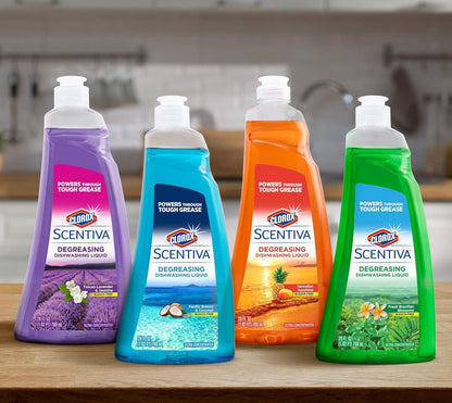 CLOROX Scentiva Dishwashing Liquid Soap | Smells Great and Cuts Through Grease Fast | Quick Rinsing Formula for a Powerful Clean You Can Trust, Pacific Breeze & Coconut, 26 Oz (Pack of 6)