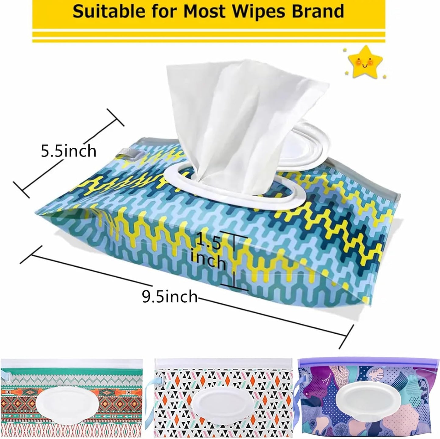Wipe Dispenser White,Reusable Flushable Wipe Holder Set with 2Pcs Refillable Portable Wipe Bag for Baby Adult Bathroom,Wipe Container with Lids Keeps Wipes Fresh,Baby Shower New Mom Gifts