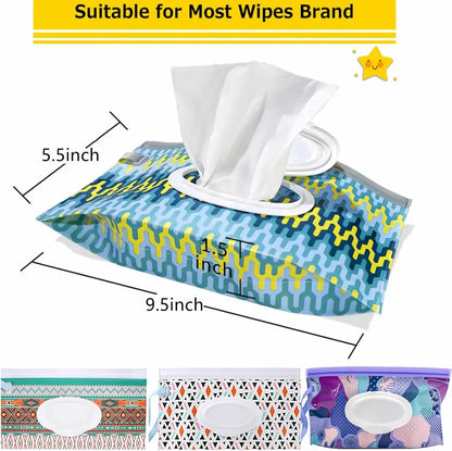 Wipe Dispenser White,Reusable Flushable Wipe Holder Set with 2Pcs Refillable Portable Wipe Bag for Baby Adult Bathroom,Wipe Container with Lids Keeps Wipes Fresh,Baby Shower New Mom Gifts