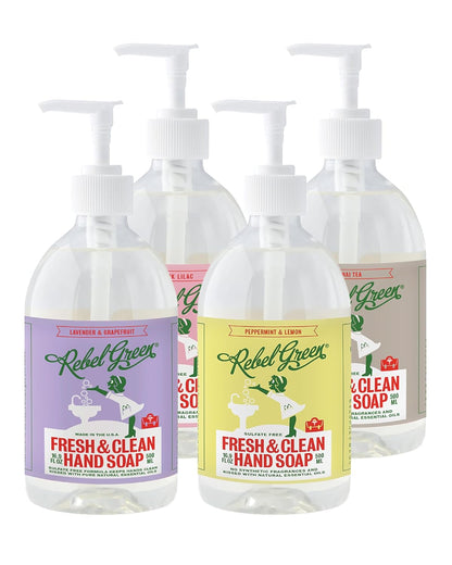 Rebel Green Fresh & Clean Hand Soap Refill - Natural Liquid Hand Soap Refill for Bathroom & Kitchen - Lavender & Grapefruit Scent, 32 Fl Oz