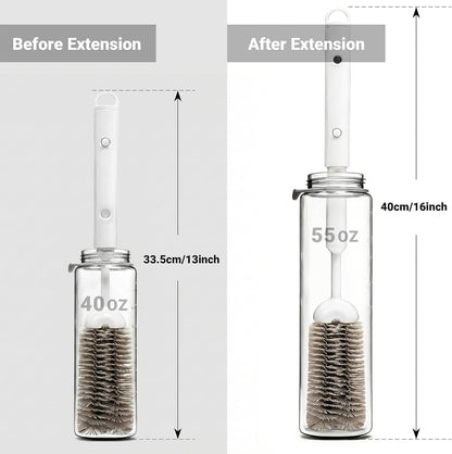 3-in-1 Water Bottle Brushes for Cleaning, 16" Extendable Long Handle Cup Cleaner Scrubber with Hidden Straw Brush for 40oz 55oz Tumblers, Wine Glass, Sports Mugs & Narrow Necks