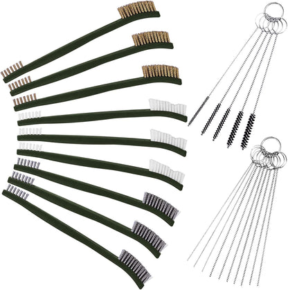 FineGood Wire Brush Set for Car Detailing - 9 PCS Cleaning Kit with 3 Brass, 3 Steel, 3 Nylon Brushes