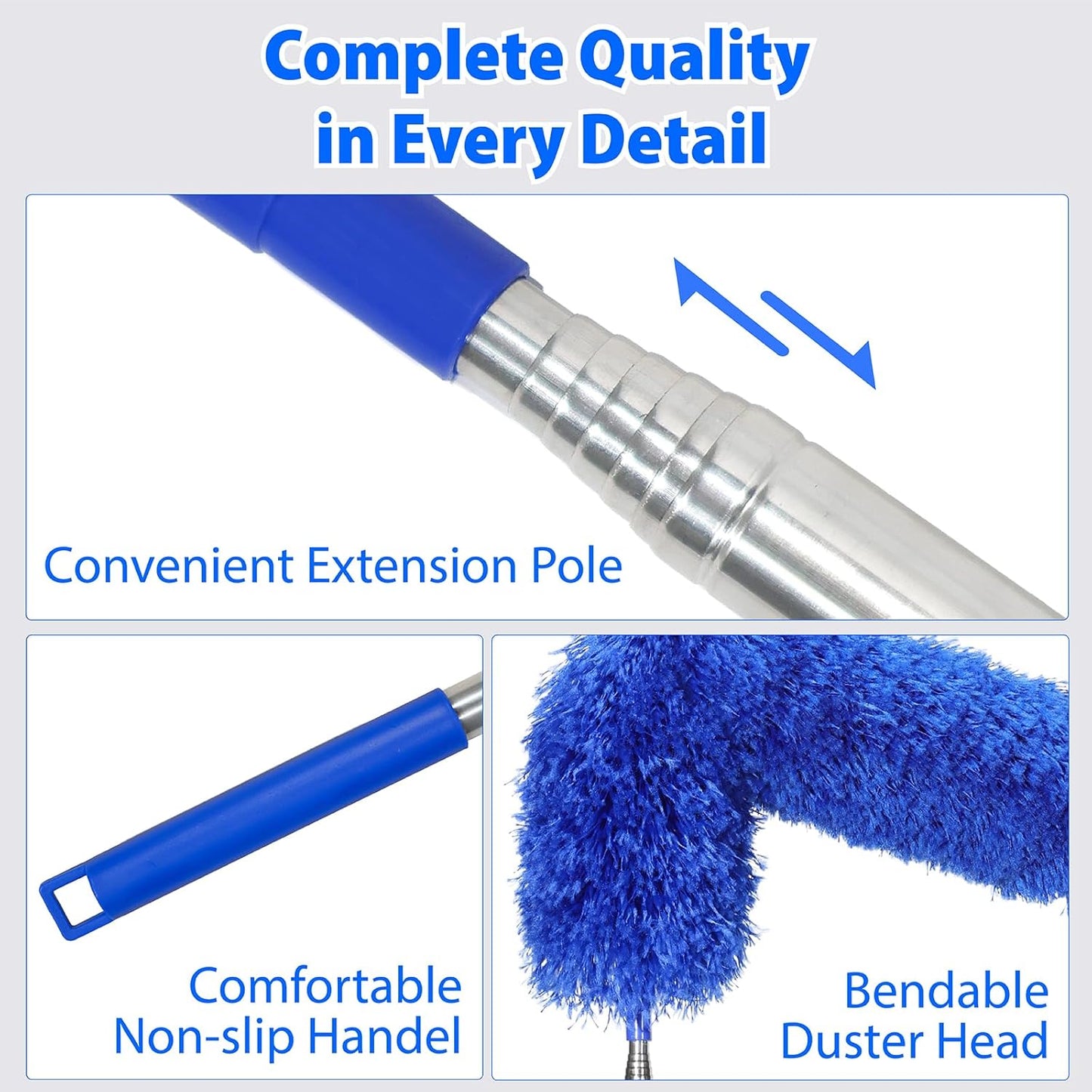 Duster with 80" Extension Pole for Cleaning, Bendable Duster Microfiber Head,Washable Cleaning Duster for Cobweb Cleaning,High Ceilings,Fan,Home,Furniture,Car