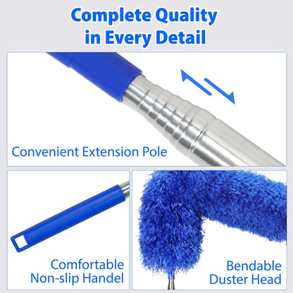 Duster with 80" Extension Pole for Cleaning, Bendable Duster Microfiber Head,Washable Cleaning Duster for Cobweb Cleaning,High Ceilings,Fan,Home,Furniture,Car