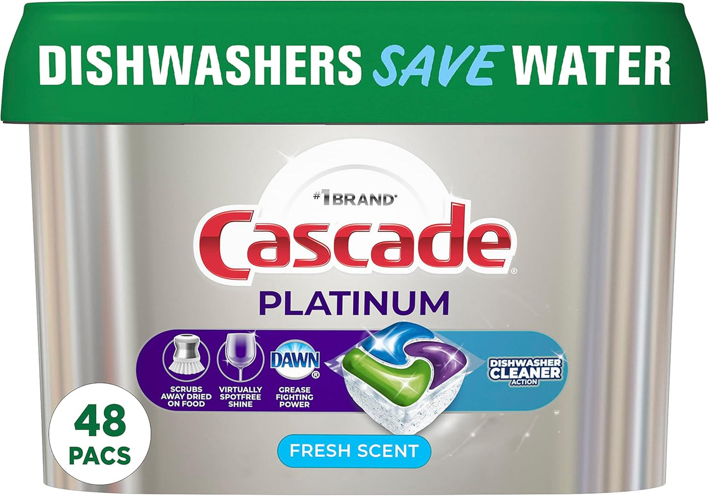 Cascade Platinum Power Boost Dishwasher Pods, Dishwasher Detergent, Dishwasher Soap, Dish Tabs, Dishwashing Tablets, Dish Detergent, Lemon, Actionpacs, 37 Count