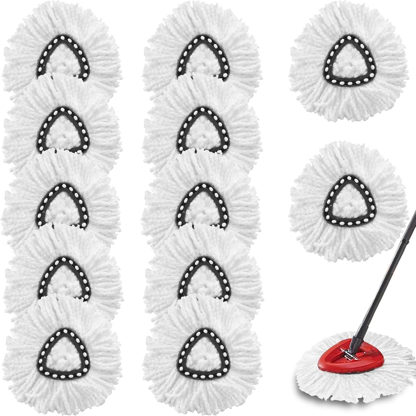 5-Pack Spin Mop Replacement Heads, 100% Microfiber Spin Mop Refills Heads for Easy Wring, 360°Micro Replacement Mop Head for Easy House Cleaning Floor Mopping - (White)