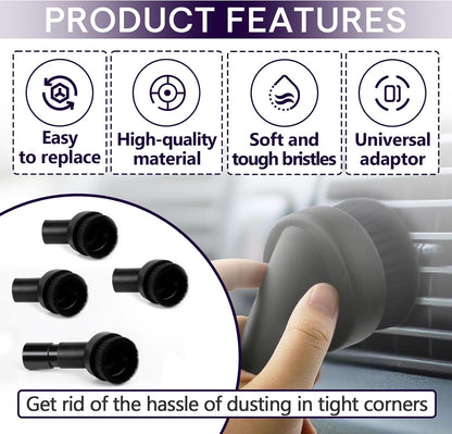 3PCS Horse Hair Brush Vacuum Attachment Set - Black Round Horse Hair Vacuum Attachments & Brushes - Shop Vac Brush Attachment for Most Vacuum Cleaners Accessories - 1 1/4" Vacuum Attachments Included