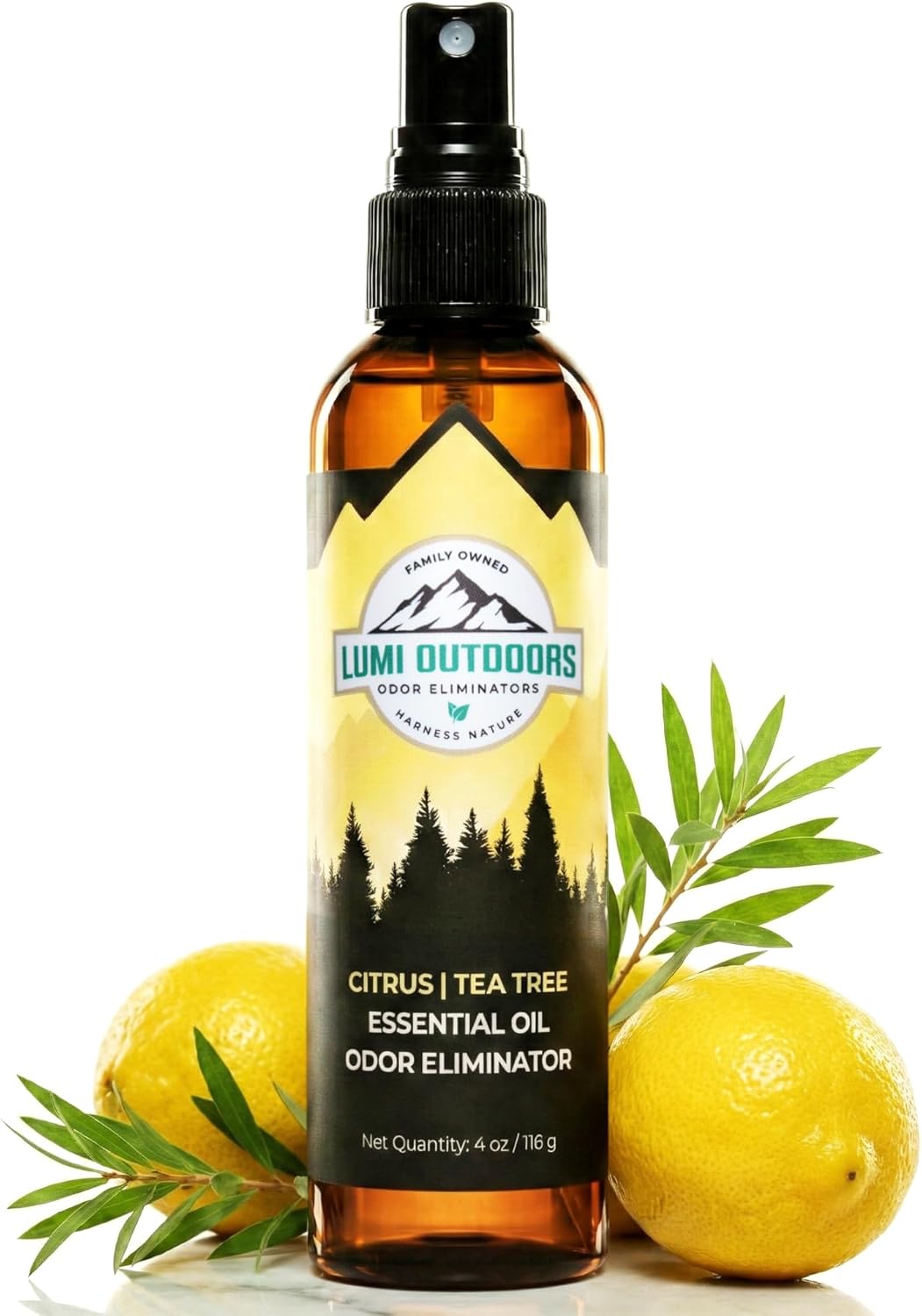 Lumi Outdoors Natural Shoe Deodorizer Spray (700+ Sprays) - Extra Strength Shoe Odor Eliminator for Smelly Shoes & Foot Odor - Replaces Shoe Balls & Inserts - Lemon Eucalyptus