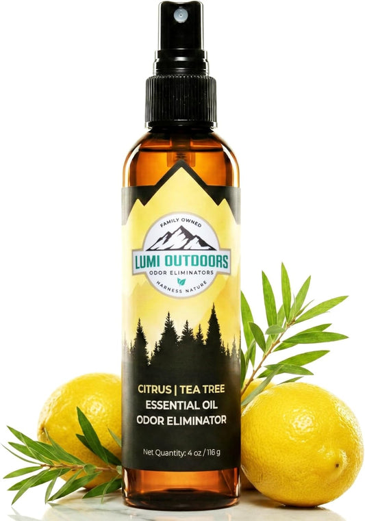 Lumi Outdoors Natural Shoe Deodorizer Spray (700+ Sprays) - Extra Strength Shoe Odor Eliminator for Smelly Shoes & Foot Odor - Replaces Shoe Balls & Inserts - Lemon Eucalyptus