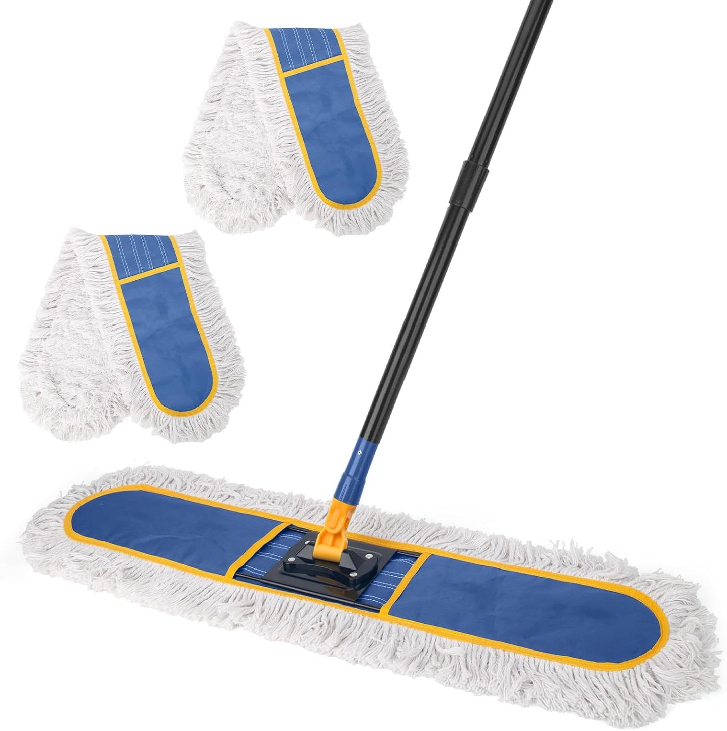 KeFanta 36" Commercial Dust Mops for Floor Cleaning,Industrial Dry Mop with Heavy Duty Long Handle,Large Cotton Reusable Mop Head,for Hardwood,Tile,Concrete,Laminate,Garage Floors(Blue)