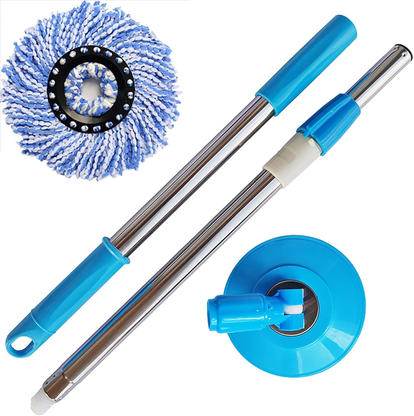Spin Mop Replacement Handle, 47.6-inch 360 Degrees Rotating Telescopic Replacement Mop Stick with a Robust Stainless Steel Disc for Spin Mop Bucket Cleaning System (Stainless Steel Disc,Purple)