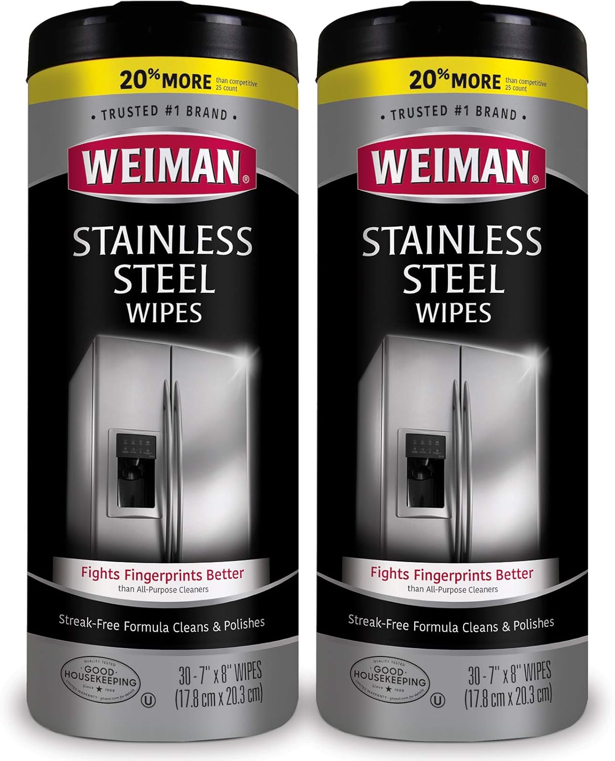 Weiman Stainless Steel Cleaner, 30 Count Wipes, Anti-Fingerprint, Removes Grease, Water Spots, Streaks & Residue, Polishing Cleaner Safe for Appliances, Chrome, Sinks & Grill Exteriors