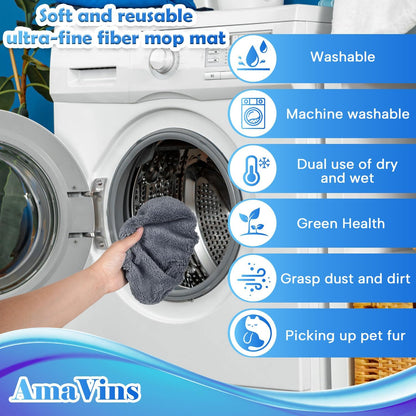AmaVins 5 Pack Reusable Microfiber Mop Pads Compatible with Swiffer Sweeper Mop, Wet and Dry Flat mop Cover, Washable Mop Pads for Surface/Hardwood Floor Cleaning (Mop is Not Included)