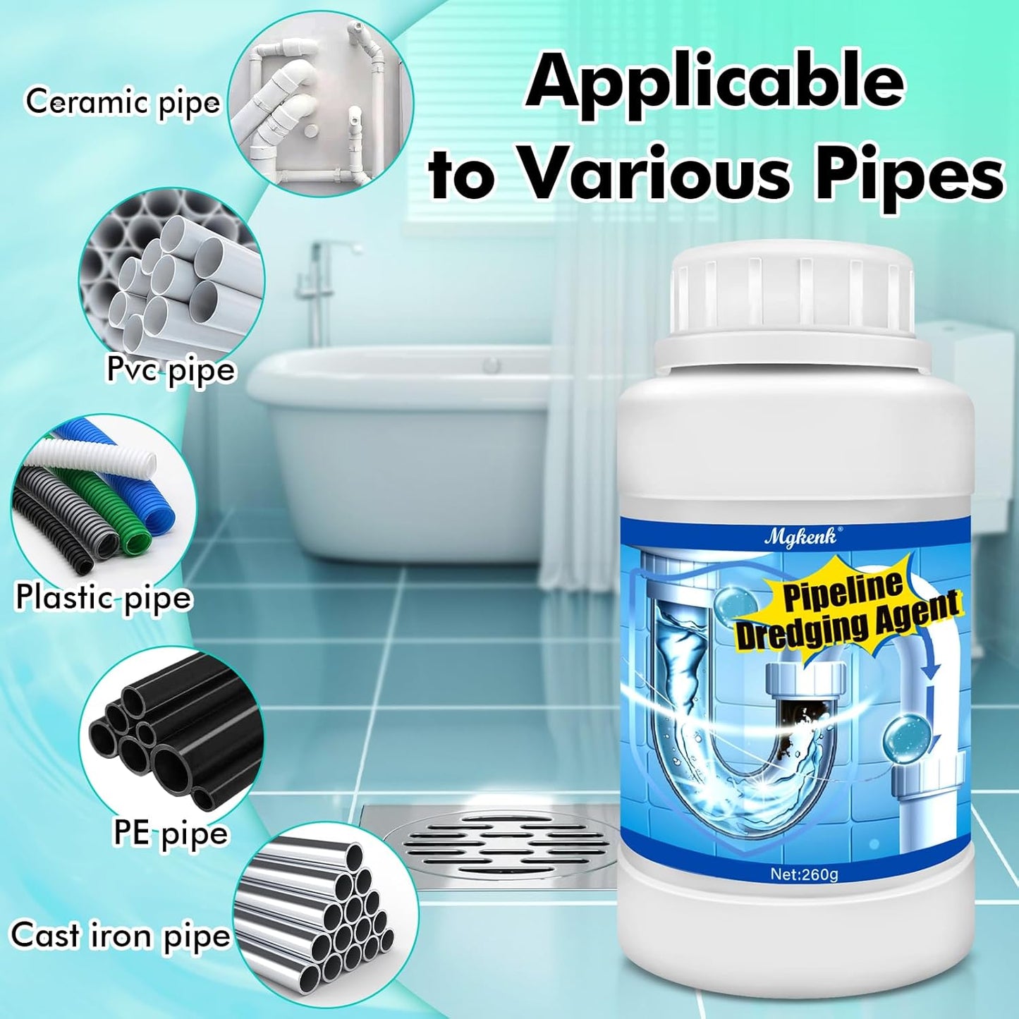 Powerful Pipe Dredging Agent,Drain Clog Remover,Kitchen Drain Cleaner for Unclogs Bathroom and Kitchen Sinks,Drains,Shower Pipes,Tubs & Toilets