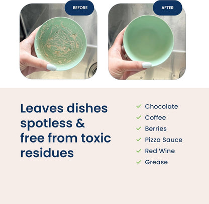 Truly Free Natural Dishwasher Booster & Rinse Aid - Non-Toxic Dishwashing Aid Formula, Removes Residue & Tough Dish Stains, Water Spot Remover - Pack of 3