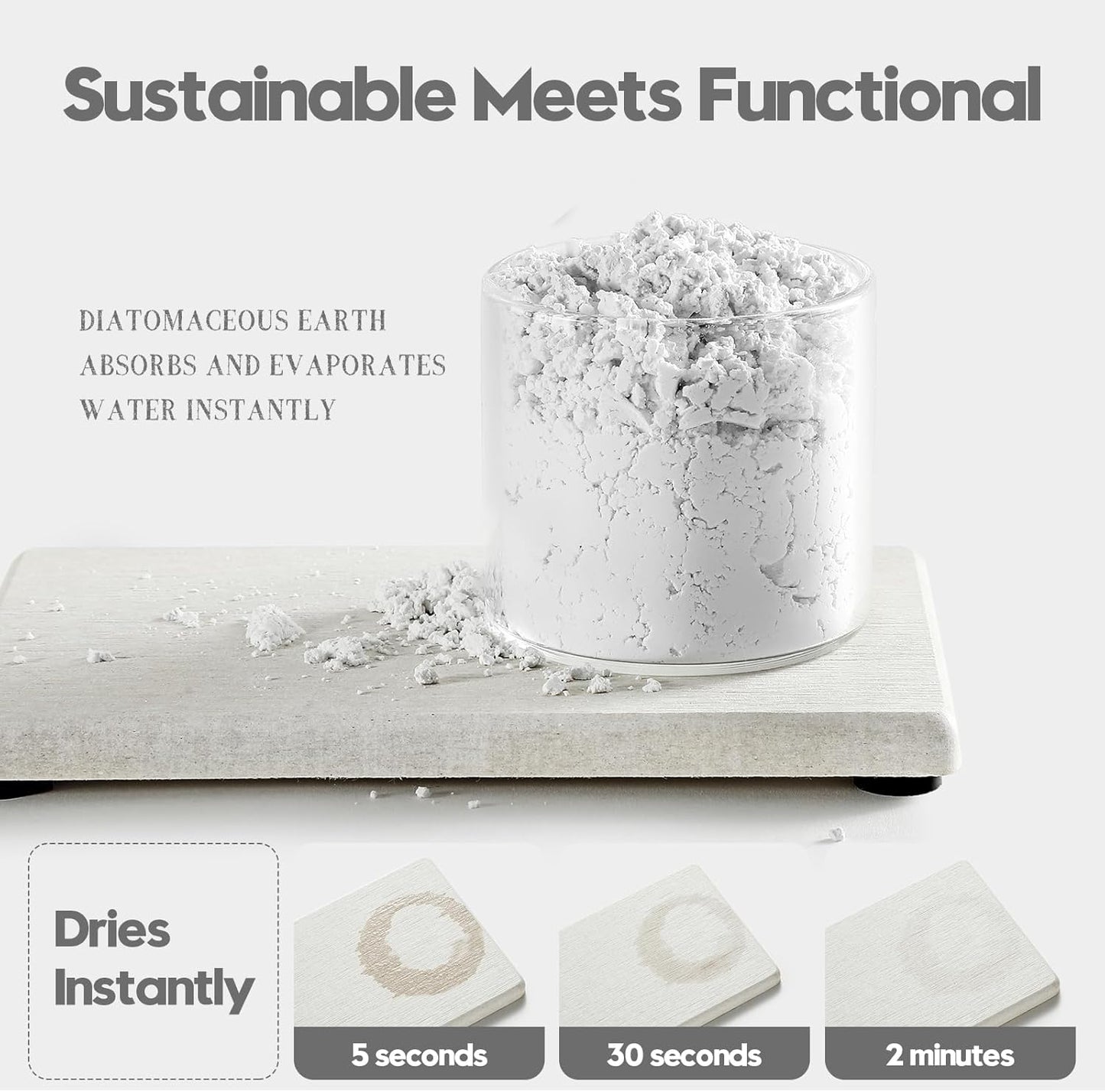 2PCS Water Absorbing Stone Drying Tray for Kitchen Counter & Bathroom Sink, Diatomite Faucet Splash Guard, Soap Dispenser Rack & Sponge Holder Caddy Organizer, Marble White (Printed Pattern), 9"x 3.5"