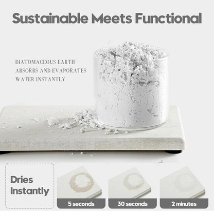 2PCS Water Absorbing Stone Drying Tray for Kitchen Counter & Bathroom Sink, Diatomite Faucet Splash Guard, Soap Dispenser Rack & Sponge Holder Caddy Organizer, Marble White (Printed Pattern), 9"x 3.5"