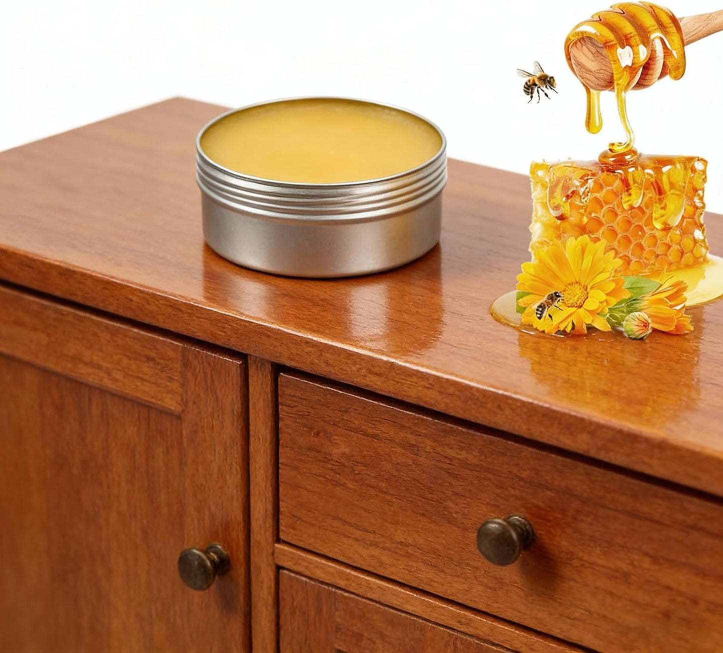 Premium Beeswax Paste Wood Finish & Polish Cutting Board Sealer,Bees wax furniture polish and cleaner,Protects & Restores Furniture Polish for Floors,Cabinets,Tables,for all seasons(200g)