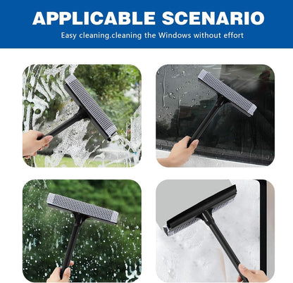 15.9" Plastic Handle Window Squeegee for Home, 2-in-1 Auto Window Cleaner with Sponge Car Windshield Squeegee for Gas Station, Shower, Glass & Outdoor