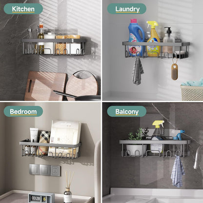 Veken Shower Caddy 6-Pack, Advanced Rustproof Design, No Drilling Adhesive Shelves, Rack with Soap Holder, Large Capacity Bathroom Organizers and Storage, Wall-Mounted, Gifts for Women Mom