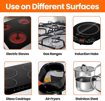 3-in-1 Stove Top and Oven Cleaner Kit - Glass Cooktop Cleaner for Ceramic Electric Gas & Induction Stoves - Includes Heavy Duty Scraper and Double-Sided Sponges for Burnt-on Grease, Oil & Grime