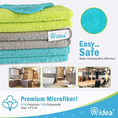AIDEA Microfiber Cleaning Cloth-50PK, Soft Microfiber Towels for Cars, Absorbent Cleaning Rags, Lint-Free Streak-Free Wash Cloths for House, Kitchen, Window(12in.x12in)