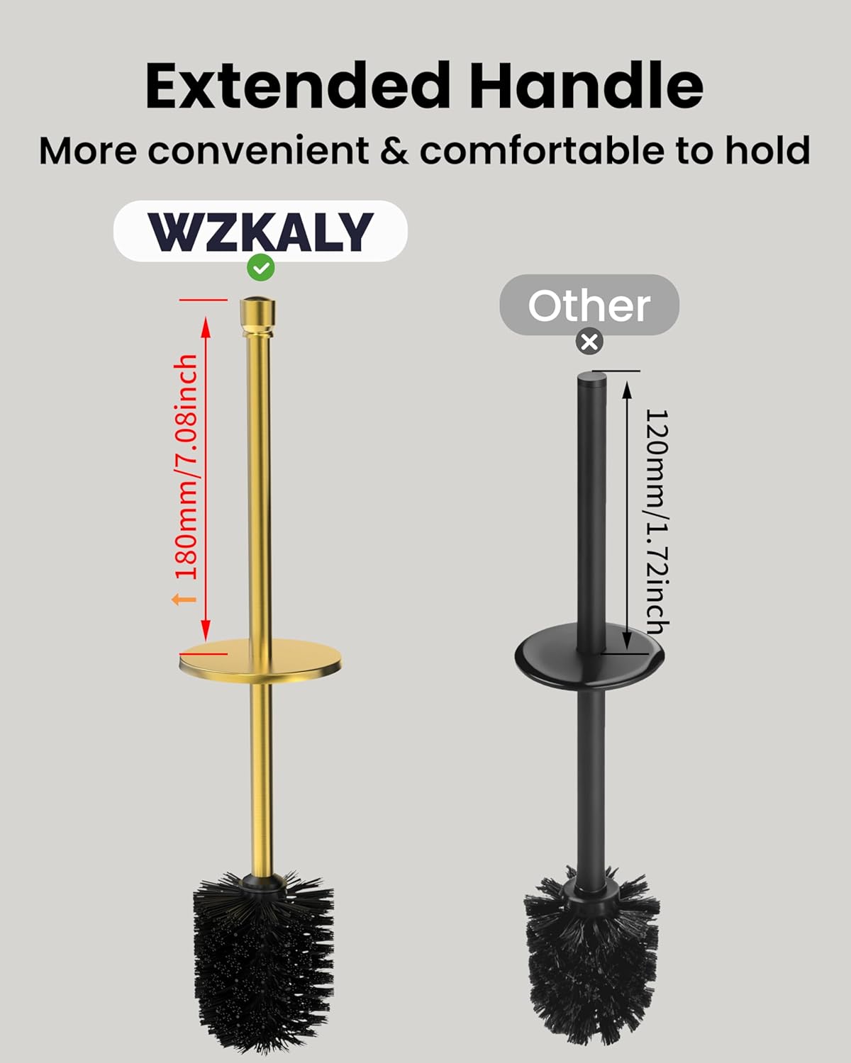 Toilet Brush and Holder Set, Toilet Bowl Brush for Bathroom with Long Handle, Stainless Steel Toilet Cleaner Brush with Durable Scrubbing Bristles,Splash-Proof (Brushed Nickel)