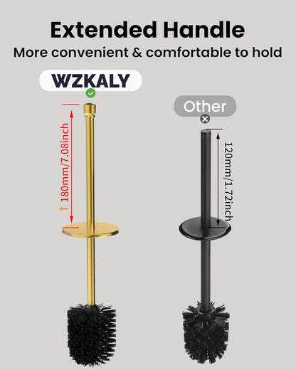 Toilet Brush and Holder Set, Toilet Bowl Brush for Bathroom with Long Handle, Stainless Steel Toilet Cleaner Brush with Durable Scrubbing Bristles,Splash-Proof (Brushed Nickel)