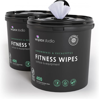 Wipex Gym Wipes Bucket Refill – EWG Verified, 400 Ct Plant-based Fitness Equipment Wipes, Lavender and Vinegar to Clean Surfaces, Safe Yoga Mat Cleaner, Gym Cleaner and Peloton
