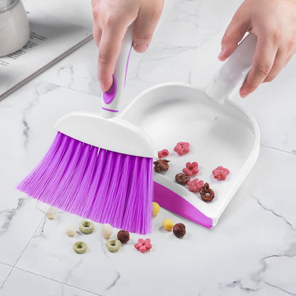 NACENA Small Dust Pan and Brush Set, Mini Broom and Dustpan Set Small Hand Broom and Brush Combo Dust Pan with Teeth for Home Cleaning Drawers Desktop Sofas and Outdoor, White & Gray